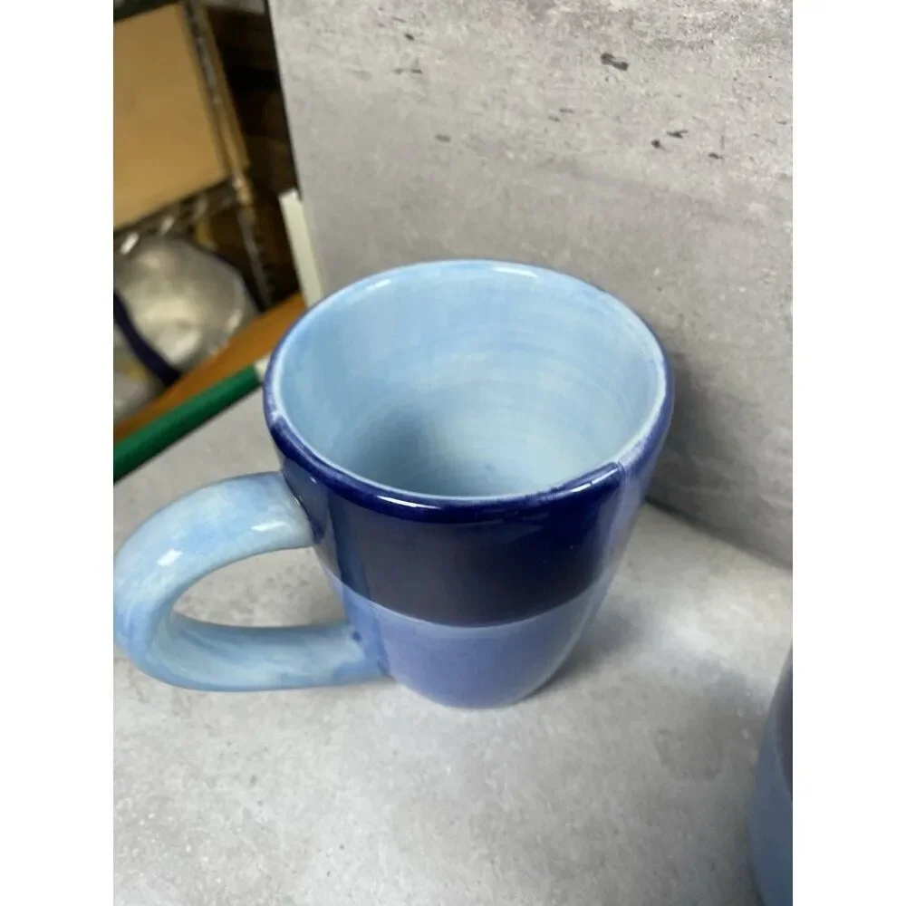 Crate & Barrel Ceramic Blue Gradient Coffee Mugs Set Of Two Kitchenware